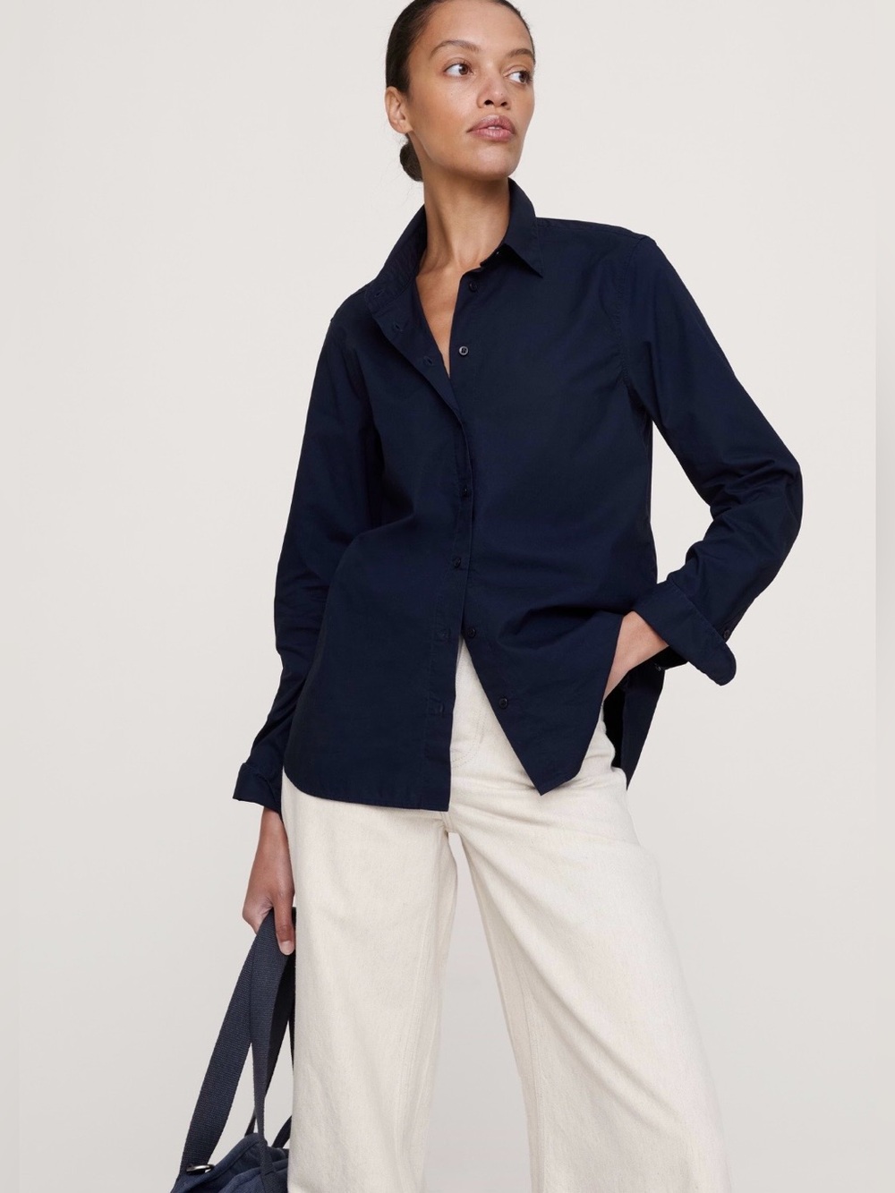 NWT-Banana Republic Navy Everyday Shirt in Cotton Poplin, Extra Large